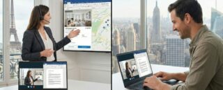 Visioconférence entre un Chasseur Immobilier Expatriés basé à Paris et un investisseur situé aux États-Unis