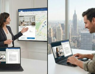 Visioconférence entre un Chasseur Immobilier Expatriés basé à Paris et un investisseur situé aux États-Unis